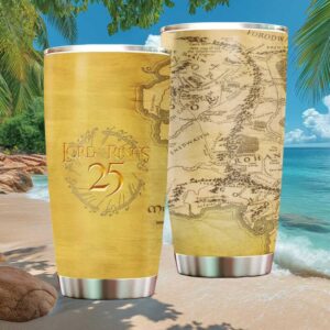 Lord of the Rings 25th Anniversary Middle Earth Vintage Map Tumbler
