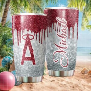 Los Angeles Angels Personalized Glitter Drip Tumbler Custom Name
