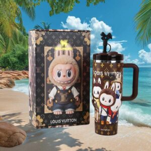 Luxury Fashion Bunny Character Monogram Print 40oz Tumbler with Handle