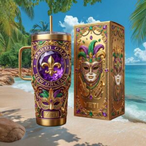 Mardi Gras New Orleans Fleur De Lis Luxury Gold and Purple Tumbler