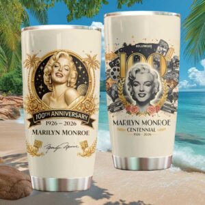 Marilyn Monroe 100th Anniversary 1926 2026 Centennial Gold Floral Tumbler