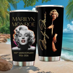 Marilyn Monroe 100th Anniversary 1926 2026 Signature Black & Gold Tumbler