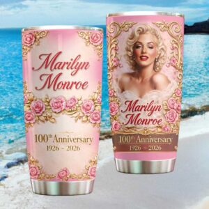 Marilyn Monroe 100th Anniversary Pink Floral Rose Commemorative Tumbler