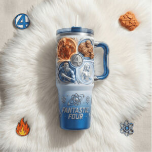 Marvel Fantastic Four Retro Comic Book 3D Sculpted Insulated Tumbler