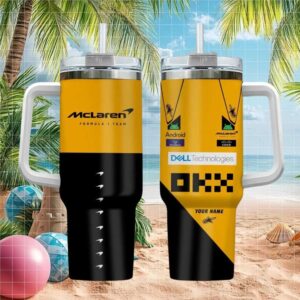 McLaren Formula 1 Team Custom Name Tumbler Papaya Orange & Black Design