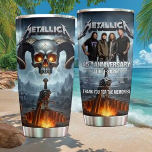 Metallica 45th Anniversary 1981 2026 Horned Skull & Band Signatures Tumbler