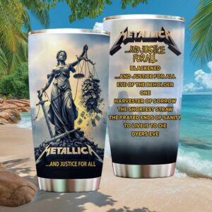 Metallica And Justice For All Lady Justice Tracklist Stainless STumblerl Tumbler