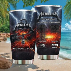 Metallica M72 World Tour 2026 Black Album Snake & Guitar Fire Tumbler