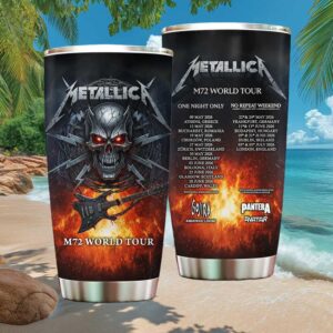 Metallica M72 World Tour 2026 Flaming Skull & Explorer Guitar Tumbler