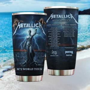 Metallica M72 World Tour 2026 Lady Justice & Lightning Blue Graphic Tumbler