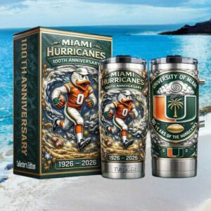 Miami Hurricanes 100th Anniversary (1926 2026) Sebastian the Ibis Tumbler