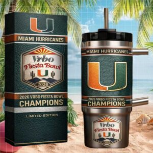 Miami Hurricanes 2026 Vrbo Fiesta Bowl Champions Limited Edition Tumbler