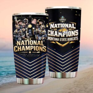 Montana State Bobcats 2025 National Champions Gold Chevron Trophy Tumbler