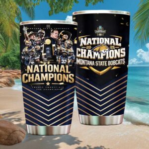 Montana State Bobcats 2025 National Champions Gold Chevron Trophy Tumbler