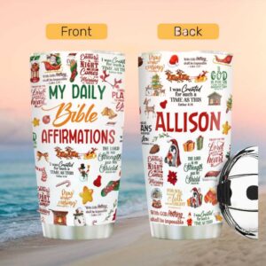 My Daily Bible Affirmations Christmas Tumbler   Personalized Holiday Scripture