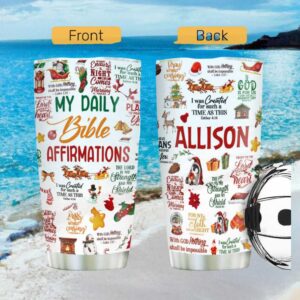 My Daily Bible Affirmations Christmas Tumbler Personalized Holiday Scripture