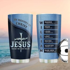 My Identity in Christ Personalized Denim Style Tumbler   Jesus Way Truth Life