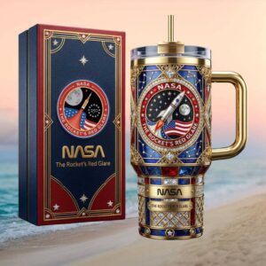 NASA “The Rocket’s Red Glare” Patriotic Stained Glass Style Tumbler
