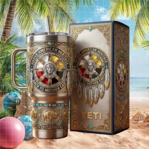 Native American Heritage “Back to Mother Earth” 40oz Yeti Style Tumbler Buffalo & Eagle Design