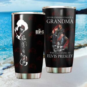 Never Underestimate A Grandma Who Listens To Elvis Presley Rose Tumbler