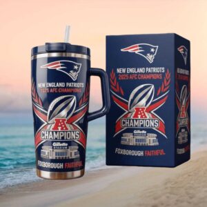 New England Patriots 2025 AFC Champions Gillette Stadium 40oz Tumbler