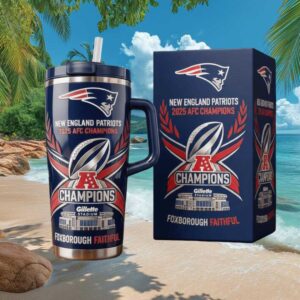 New England Patriots 2025 AFC Champions Gillette Stadium 40oz Tumbler