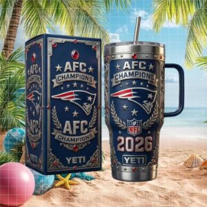 New England Patriots AFC Champions 2026 Yeti Style Commemorative Tumbler