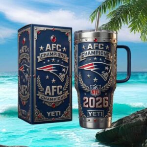 New England Patriots AFC Champions 2026 Yeti Style Commemorative Tumbler