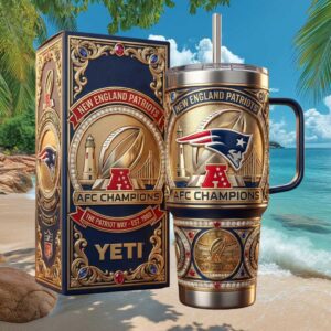 New England Patriots AFC Champions Custom Embossed 40oz Tumbler with Gift Box