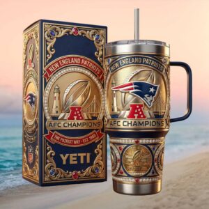 New England Patriots AFC Champions “The Patriot Way” Gold Embossed Tumbler