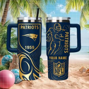 New England Patriots Est. 1959 Navy & Gold Custom Name NFL 40oz Tumbler