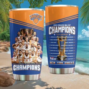 New York Knicks 2025 Emirates NBA TumblerChampions Roster Stainless STumblerl Tumbler