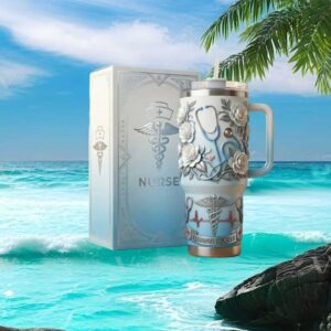 Nurse Appreciation Caring Hearts 3D Floral Stethoscope Custom Gift Tumbler