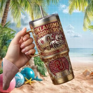 Oklahoma Sooners Boomer Sooner Est 1990 Ornate Jeweled NCAA Tumbler