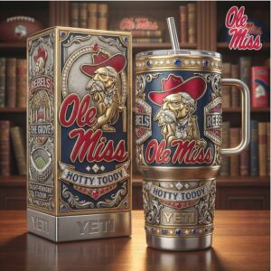 Ole Miss Rebels Hotty Toddy Vintage Mascot Embossed 40oz Tumbler