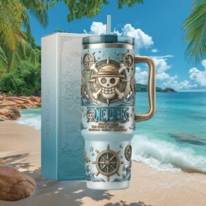 One Piece Anime 3D Embossed Tumbler Monkey D. Luffy Straw Hat Pirate Wrap