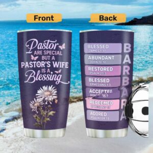 Pastor's Wife is a Blessing Custom Tumbler Personalized Floral Gift for Her