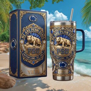 Penn State Nittany Lions “We Are” Luxury Navy & Gold Jeweled 40oz Tumbler