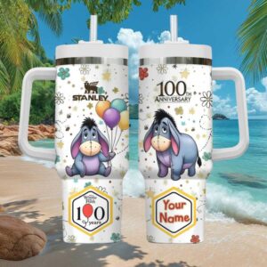 Personalizable Winnie the Pooh Eeyore 100th Anniversary 40oz Stanley Style Tumbler
