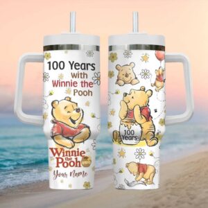 Personalized 100 Years of Winnie the Pooh 40oz Tumbler with Handle