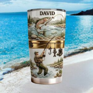 Personalized 3D Effect Fly Fishing Trout Scene Tumbler Custom Fisherman Gift
