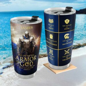 Personalized Armor of God Knight Tumbler Ephesians 611 Custom Name Gift