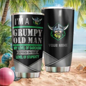 Personalized Canberra Raiders “Grumpy Old Man” Sarcastic Viking Logo Tumbler