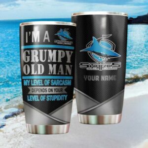 Personalized Cronulla Sutherland Sharks “Grumpy Old Man” Sarcasm Tumbler