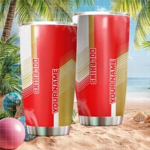 Personalized Dolphins NRL Tumbler Custom Name Red & Gold Fan Gift