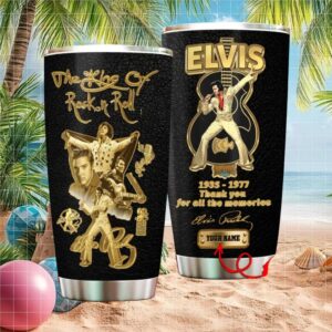 Personalized Elvis Presley King of Rock N Roll 1935 1977 Signature Tumbler