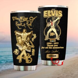 Personalized Elvis Presley King of Rock N Roll Tribute Tumbler with Name