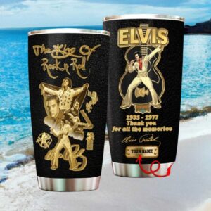 Personalized Elvis Presley King of Rock N Roll Tribute Tumbler with Name