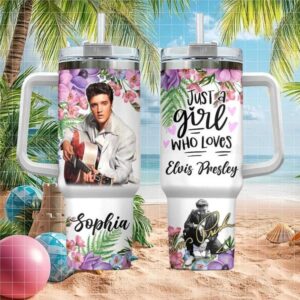 Personalized Floral Elvis Presley “Just A Girl Who Loves Elvis” 40oz Tumbler