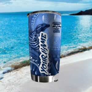 Personalized Geelong Cats AFL Indigenous Art Culture Custom Tumbler